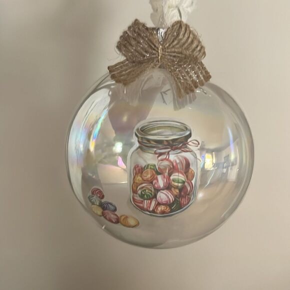 Upcycled Clear Glass Ornaments 3 Different Decor Christmas Balls Dog Cat Candy - Picture 5 of 14